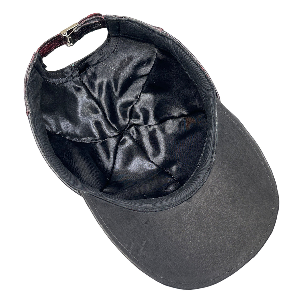 Kashani black cherry alligator and ostrich quill baseball cap