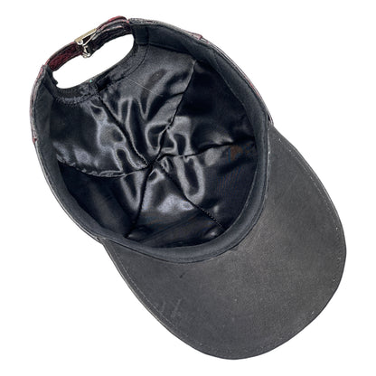 Kashani black cherry alligator and ostrich quill baseball cap