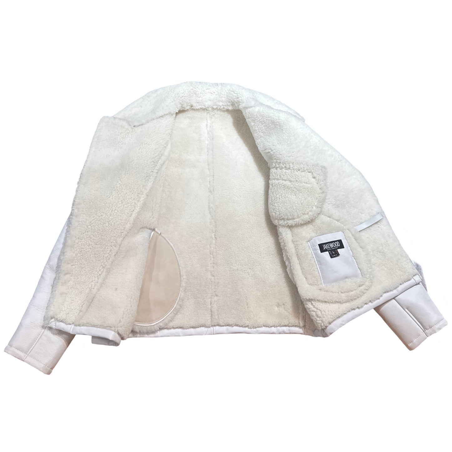 Kashani White Shearling-Lined Leather Biker Jacket - Dudes Boutique
