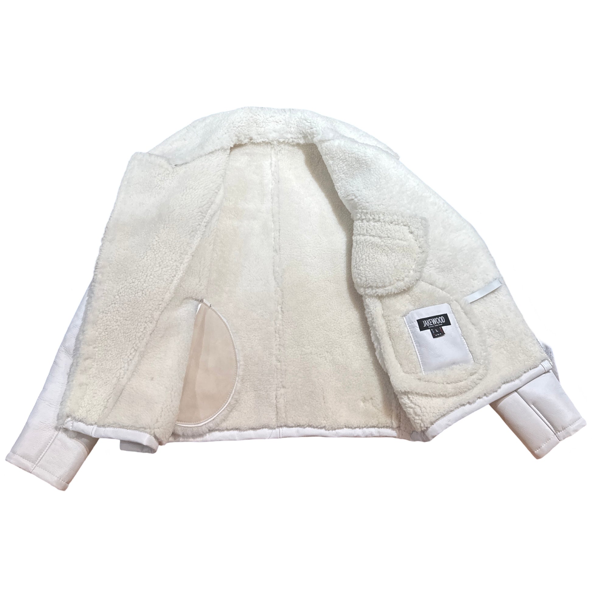Kashani White Shearling-Lined Leather Biker Jacket - Dudes Boutique