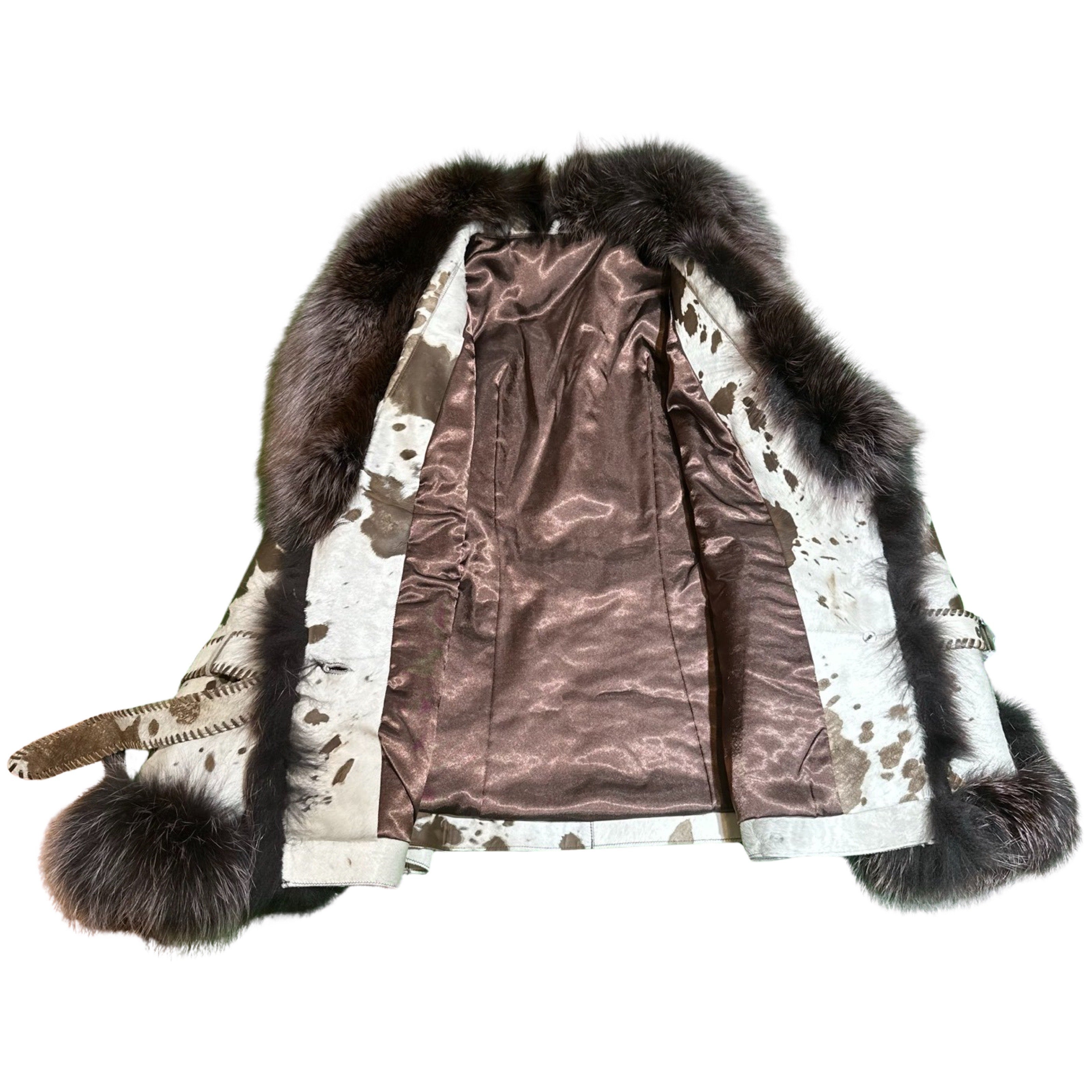 Kashani Women's Cowhide Fox Fur Shearling Coat - Dudes Boutique