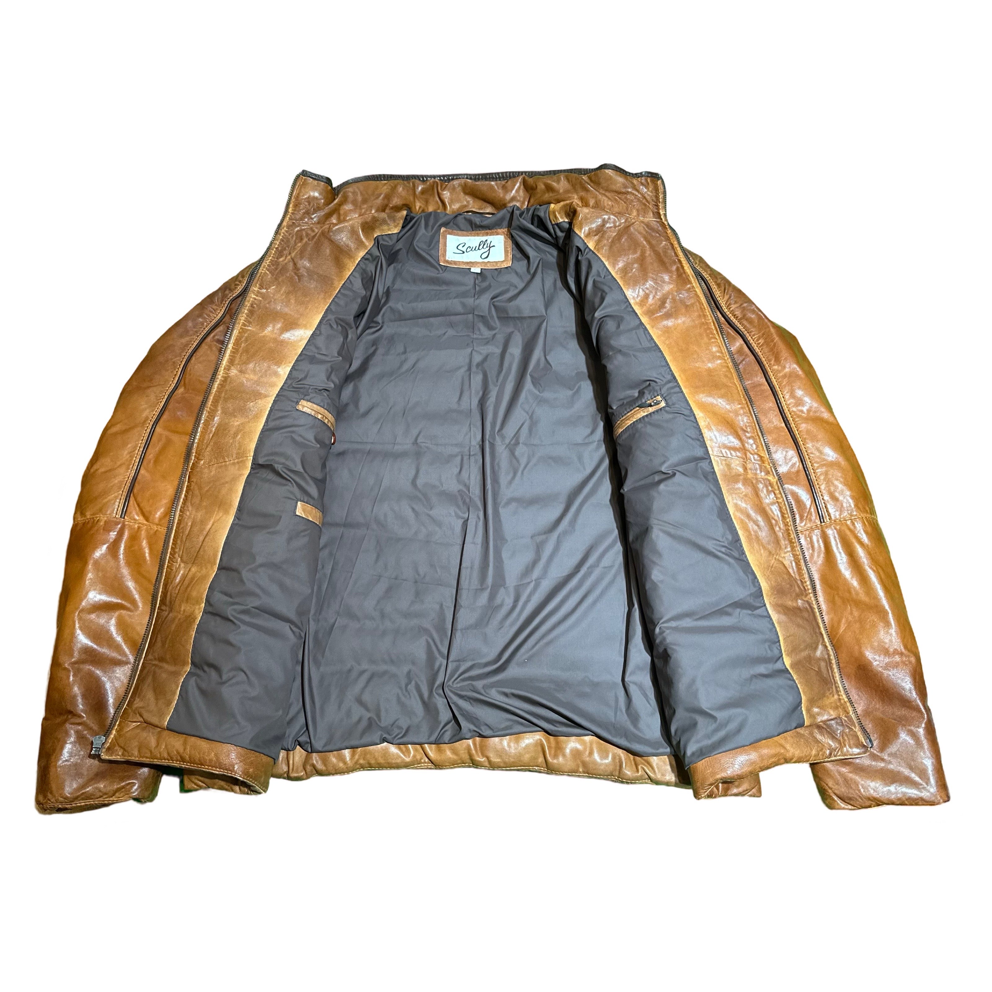 Scully Men's Cognac Lambskin Leather Puffer Jacket - Dudes Boutique