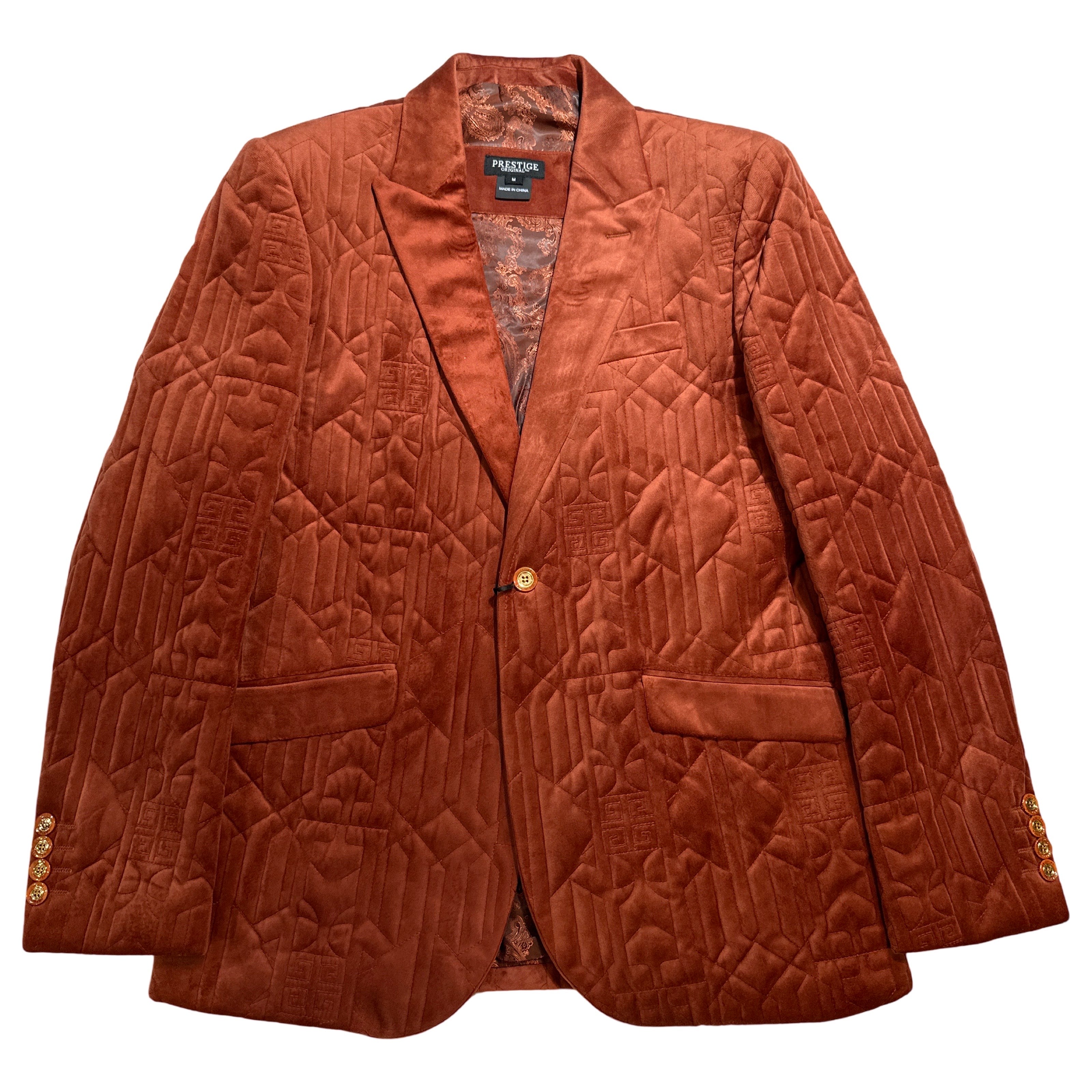 Prestige Brick Velour Quilted Blazer