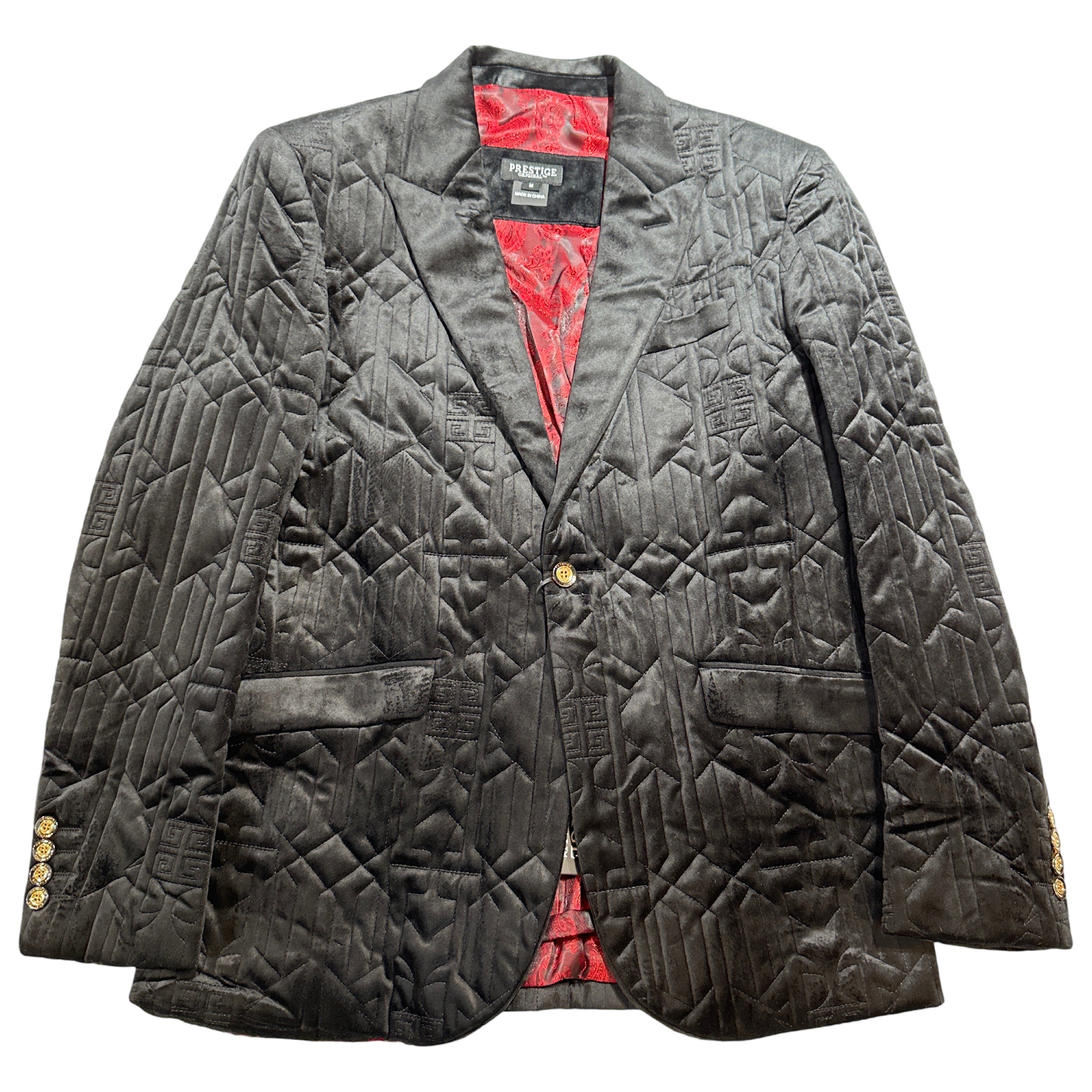 Prestige Black Velour Quilted Blazer