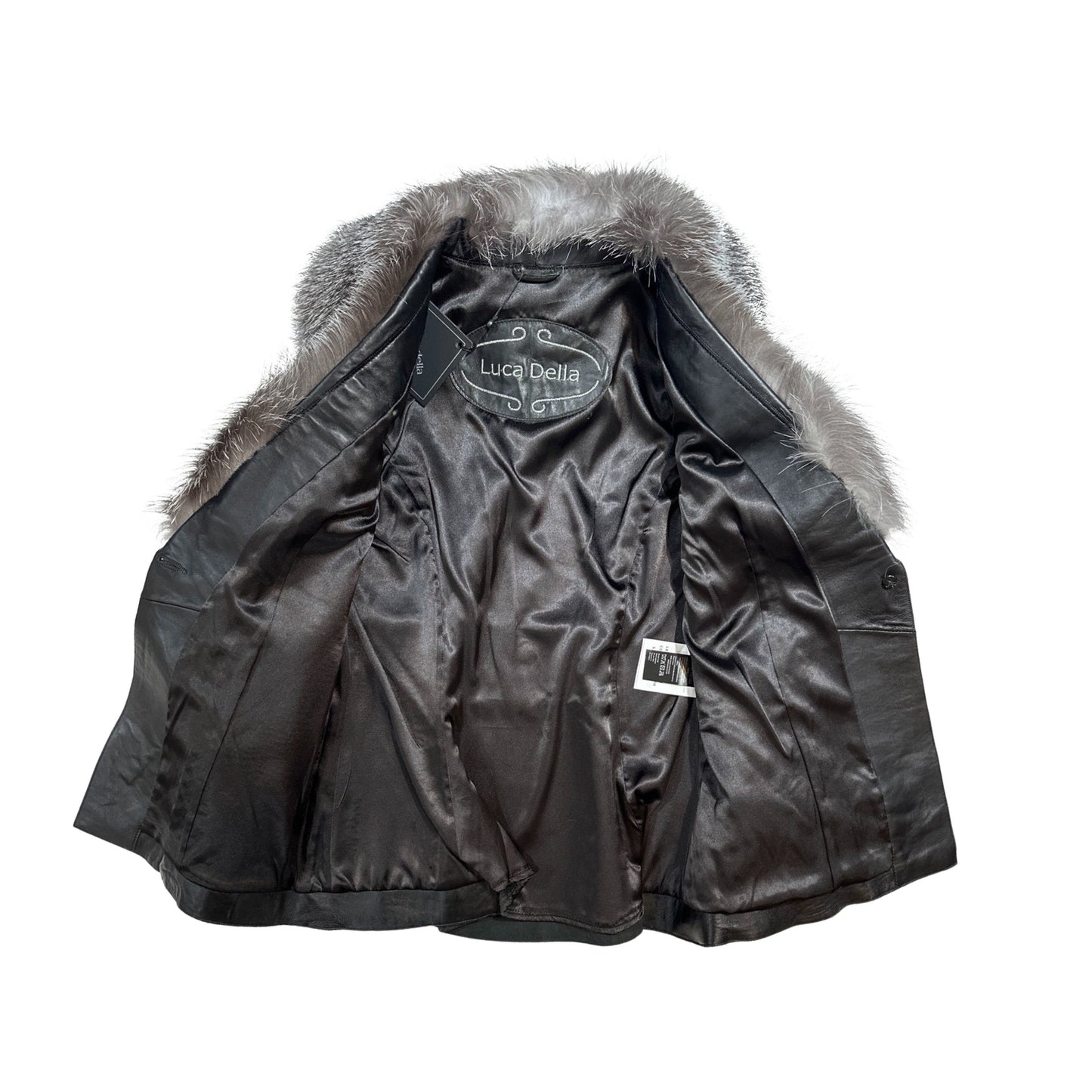 Kashani Black Silver Fox Leather Stitched Jacket - Dudes Boutique