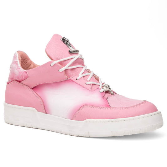 Mauri Ghost 8423 Men's Shoes Pink & White with Pink Finish Exotic Crocodile / Time / Nappa Leather Casual Slip-On Sneakers - Dudes Boutique