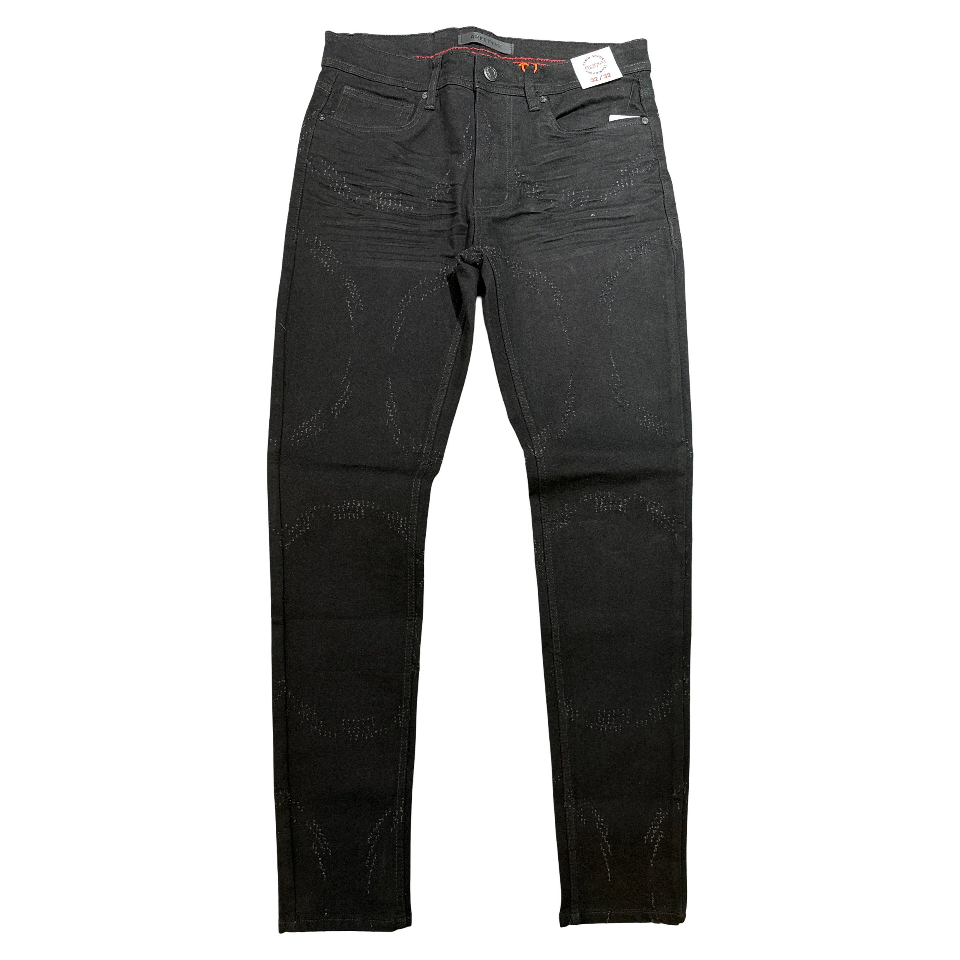 Arketype Black Tonal Embroidered Circle-Pattern Jeans