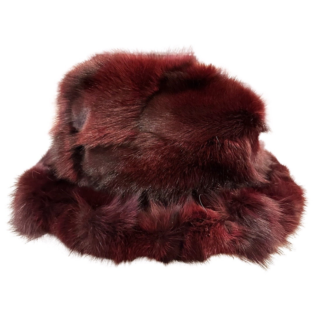 Kashani Men's Wine Red Fox Fur Top Hat - Dudes Boutique