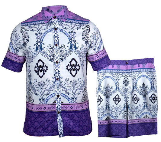 Prestige LIN-501 Lilac Linen Shirt & Short Set