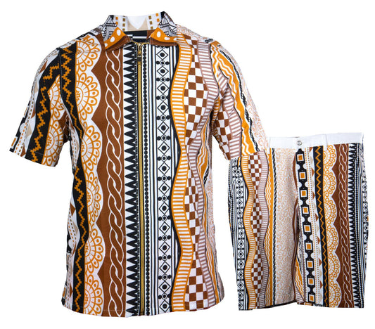 Prestige LIN-504 White Linen Shirt & Short Set