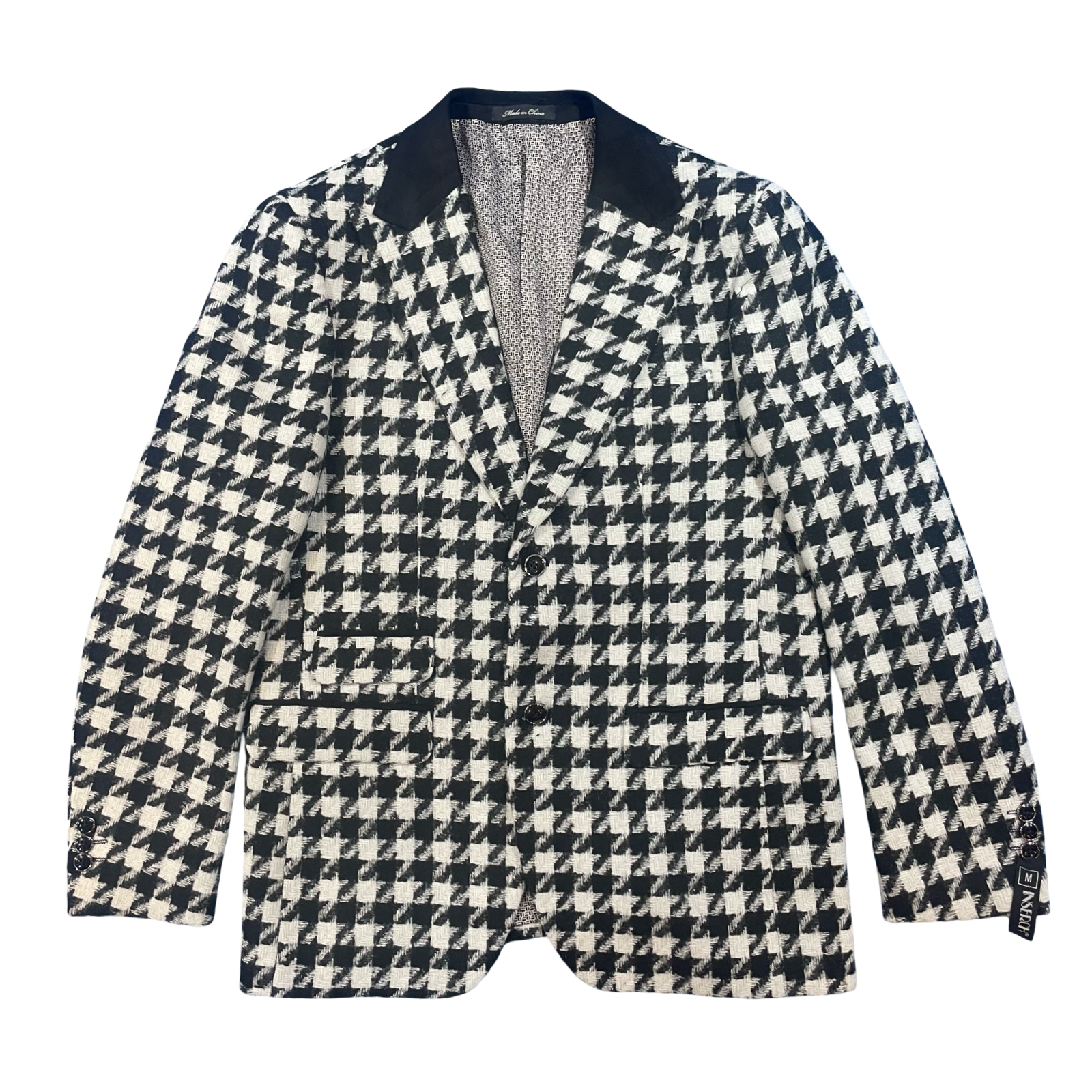 Inserch Men’s Black & White Houndstooth Blazer