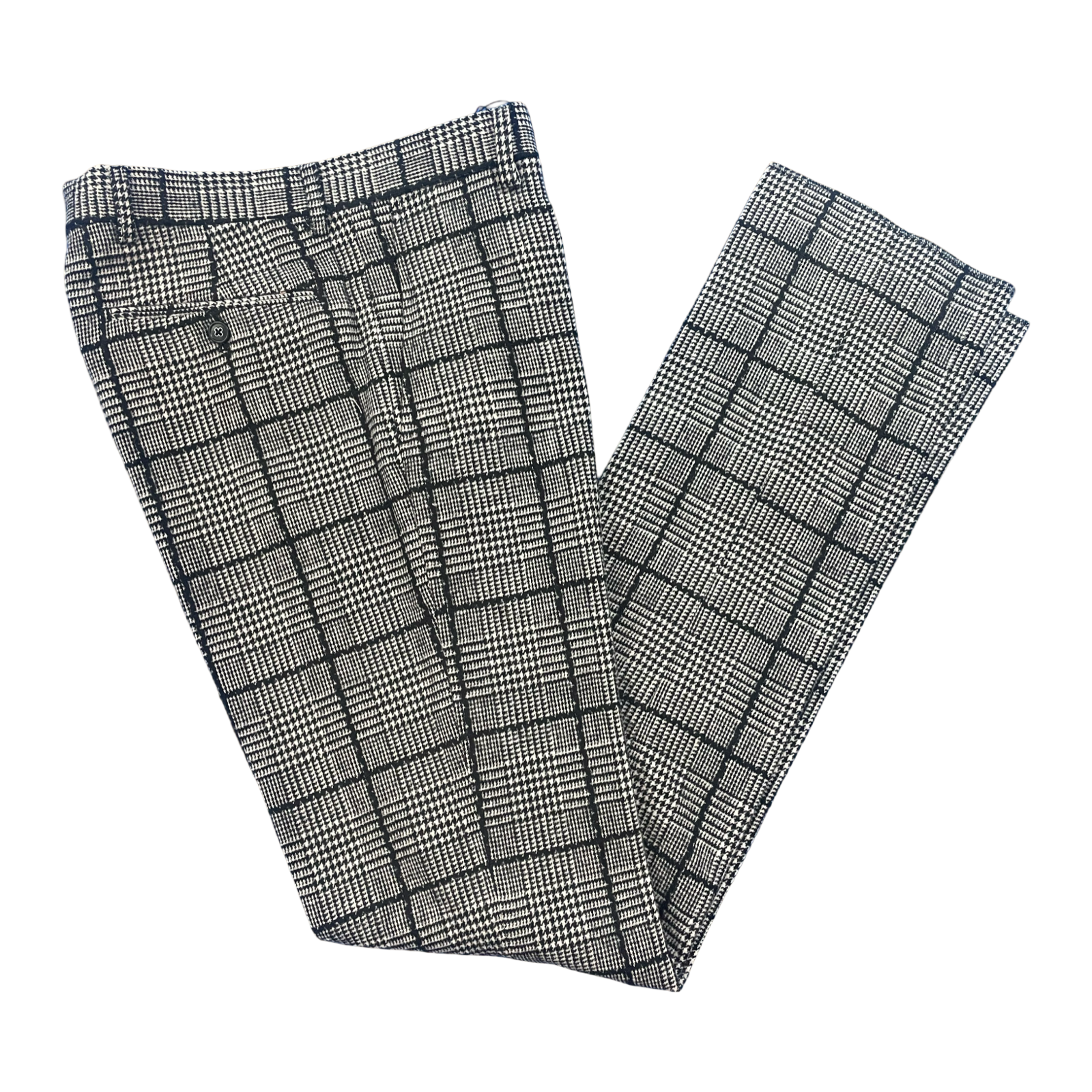 Inserch Men’s Black & White Glen Plaid Dress Pants