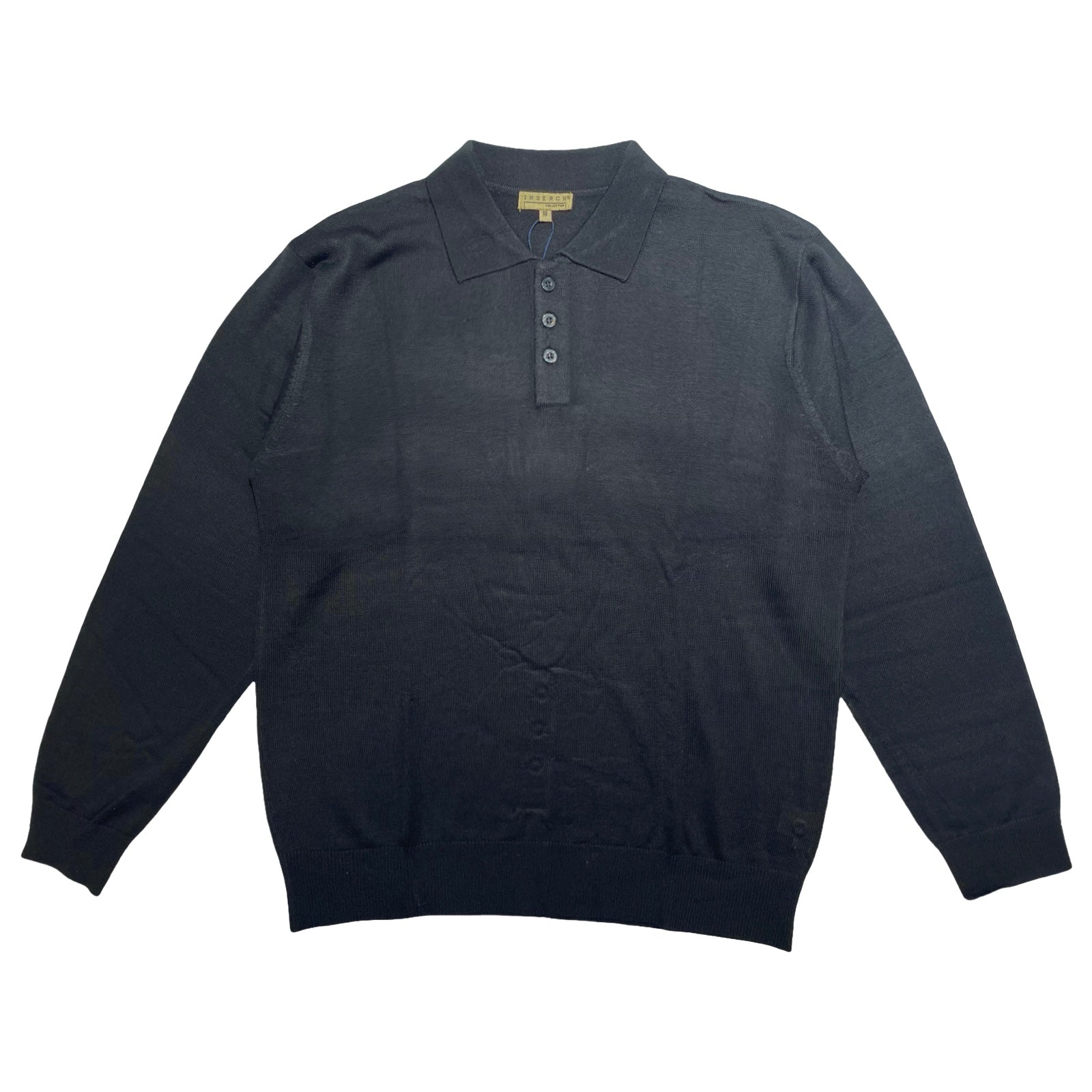 Inserch Men’s Black Long-Sleeve Polo Sweater