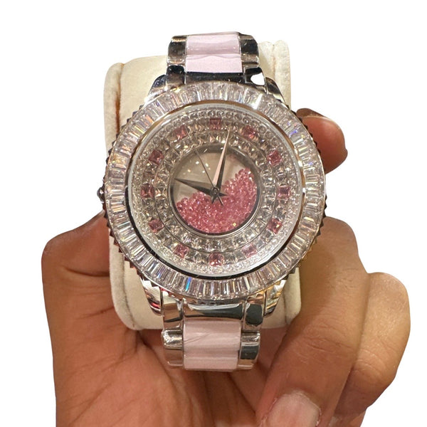 b.b.Simon 'Baguette' Fully Loaded Crystal Watch - Pink - Dudes Boutique