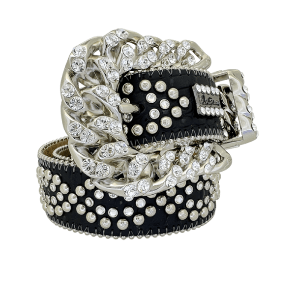 b.b. Curb Chain Helix – Black/Clear Crystal Belt