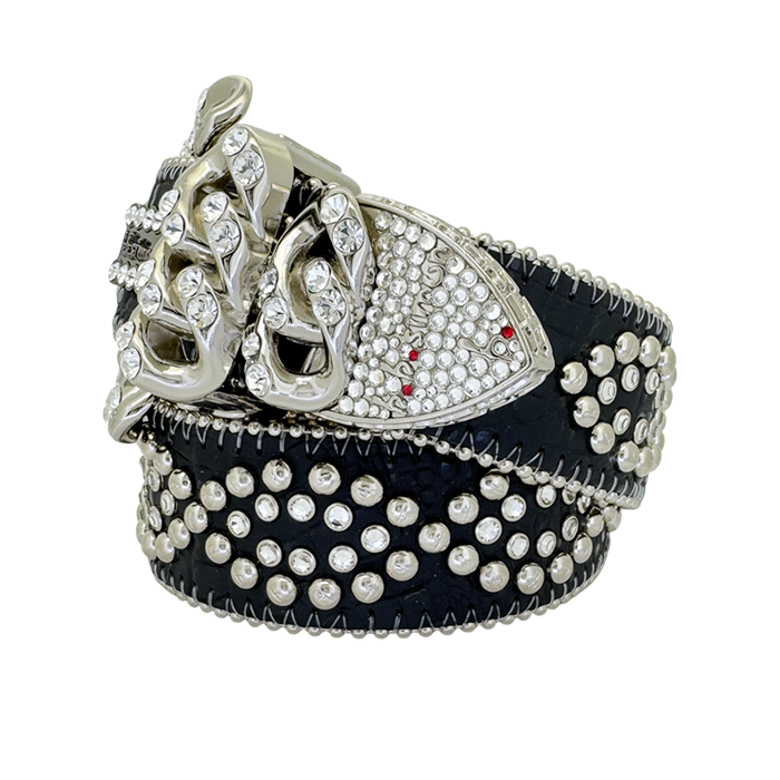b.b. Curb Chain Helix – Black/Clear Crystal Belt