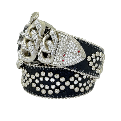 b.b. Curb Chain Helix – Black/Clear Crystal Belt