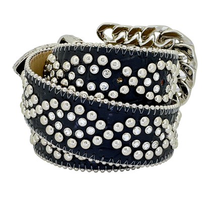 b.b. Curb Chain Helix – Black/Clear Crystal Belt