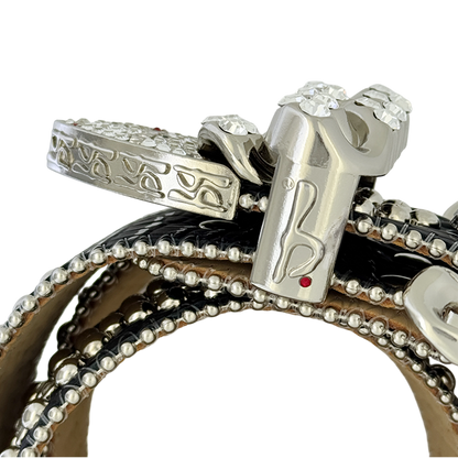 b.b. Curb Chain Helix – Black/Clear Crystal Belt