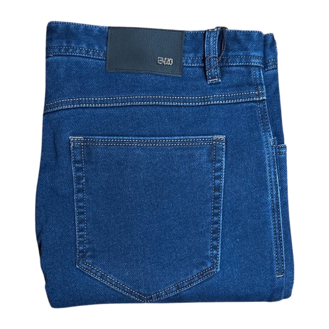 Enzo Alpha-347 Blue High End Denim Pants - Dudes Boutique