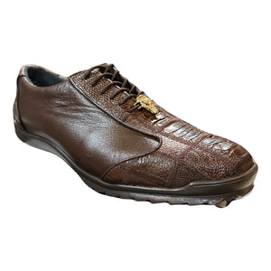 Los Altos Brown Ostrich Leg Lace Up Sneakers - Dudes Boutique