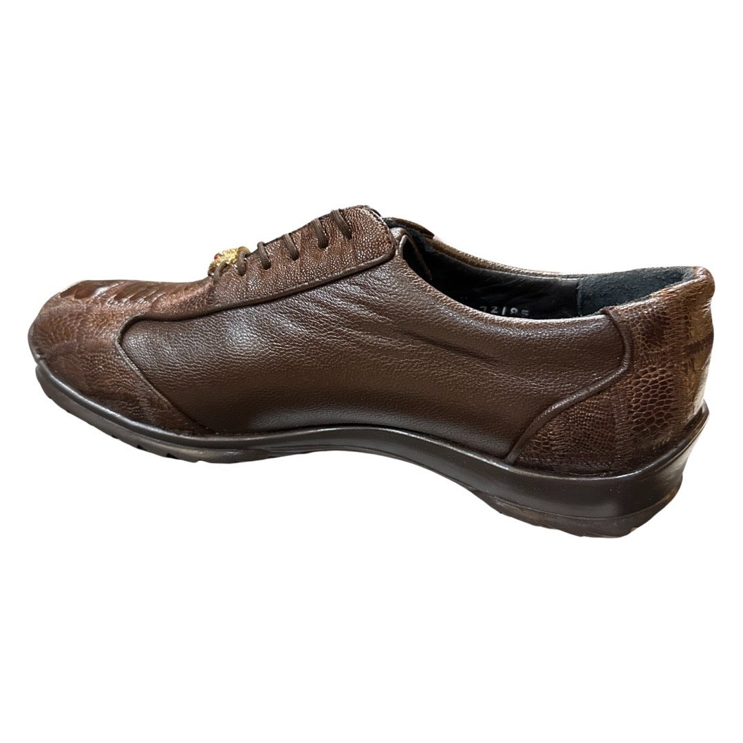 Los Altos Brown Ostrich Leg Lace Up Sneakers - Dudes Boutique