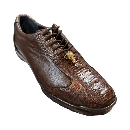 Los Altos Brown Ostrich Leg Lace Up Sneakers - Dudes Boutique