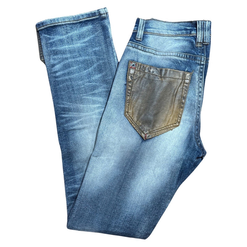RareElement Blue Denim Leather Pocket Pants - Dudes Boutique
