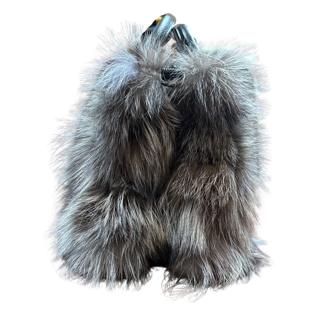 Volare Ladies Silver Fox Fur Handbag - Dudes Boutique