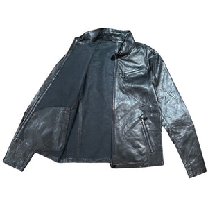 Barya NewYork Black Distressed Lambskin Biker Jacket - Dudes Boutique