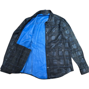 Barya NewYork Blue & Black Suede Lambskin Shirt - Dudes Boutique