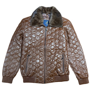 Barya NewYork Chocolate Quilted Lambskin Detachable Mink Collar Jacket - Dudes Boutique