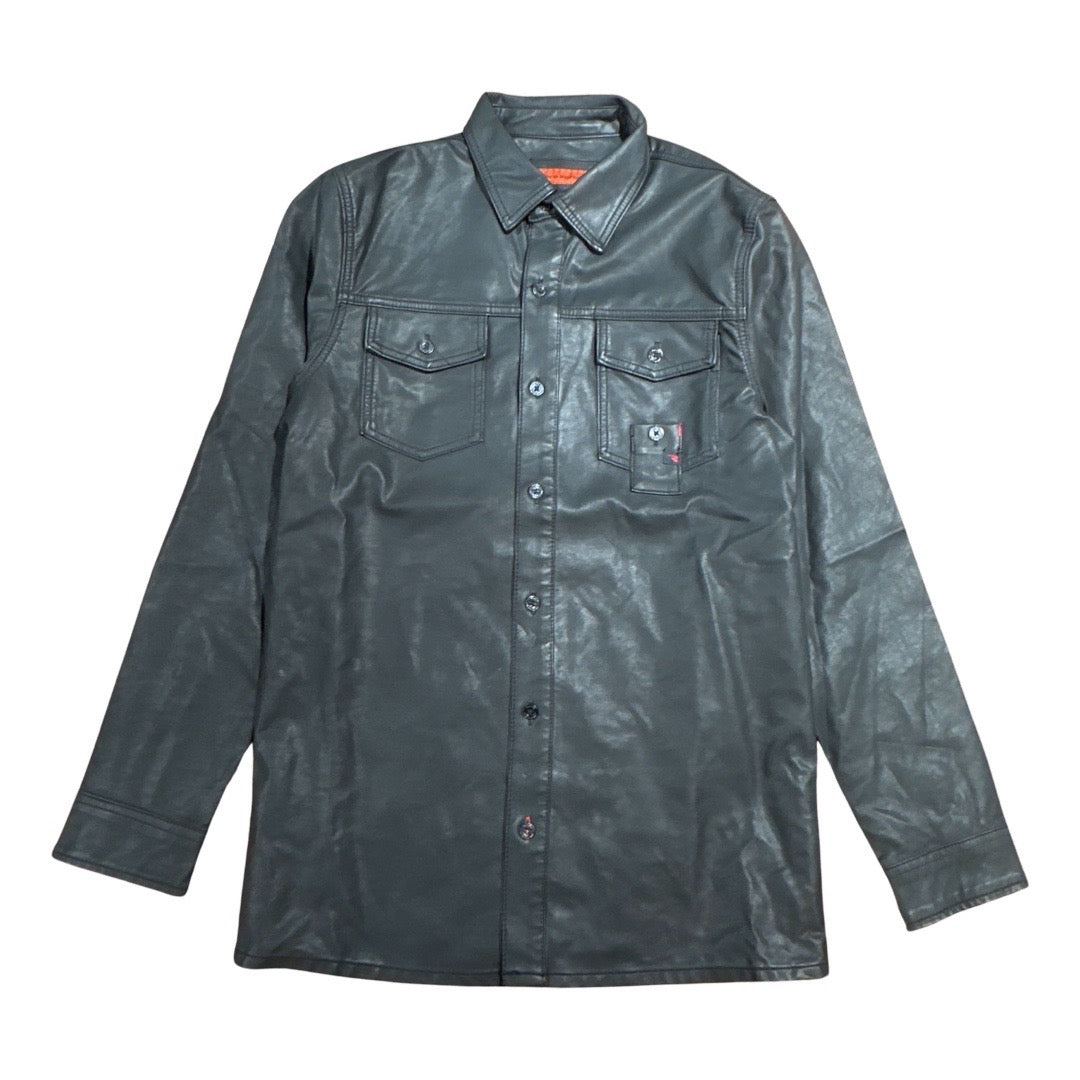 RareElement Black PU Leather Button-Up Shirt - Dudes Boutique