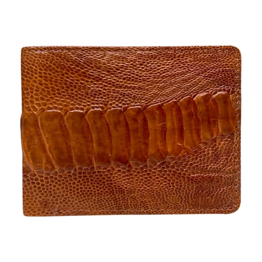 Kashani Cognac Ostrich Leg Bi-Fold Wallet - Dudes Boutique