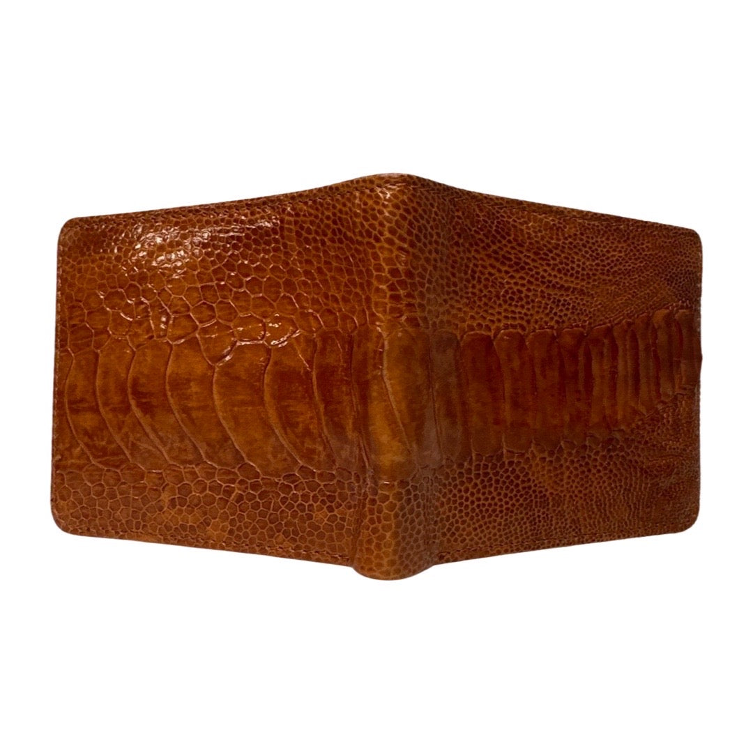 Kashani Cognac Ostrich Leg Bi-Fold Wallet - Dudes Boutique