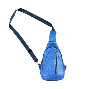 Kashani Indigo Blue Ostrich Crossbody Bag - Dudes Boutique