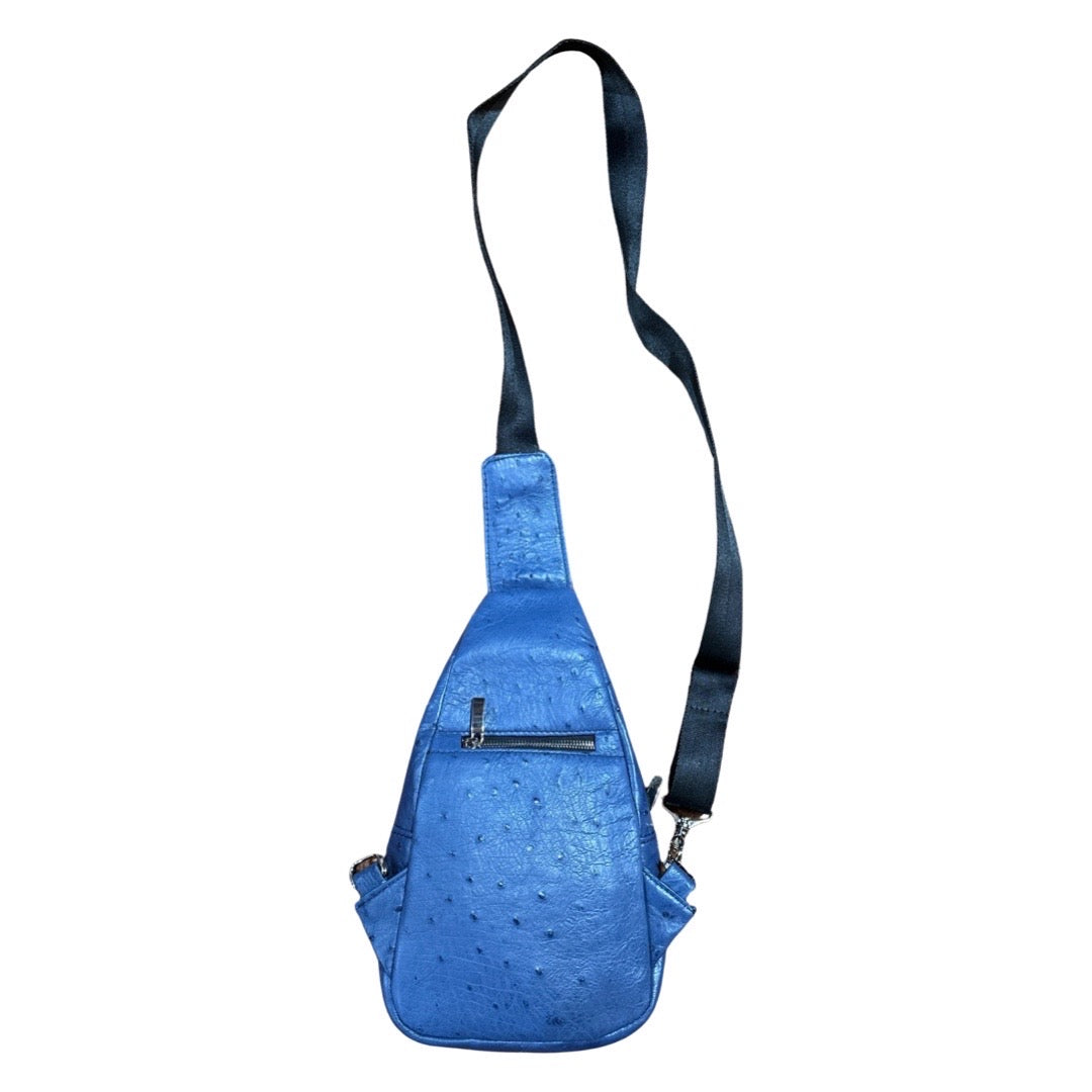 Kashani Indigo Blue Ostrich Crossbody Bag - Dudes Boutique