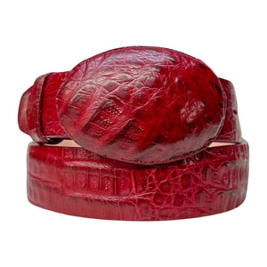 Los Altos Burgundy Hornback Crocodile Belt - Dudes Boutique