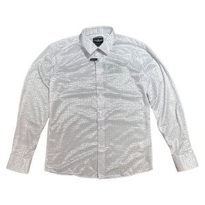 Barabas White Embroidered Greek Key Button Up Shirt - Dudes Boutique