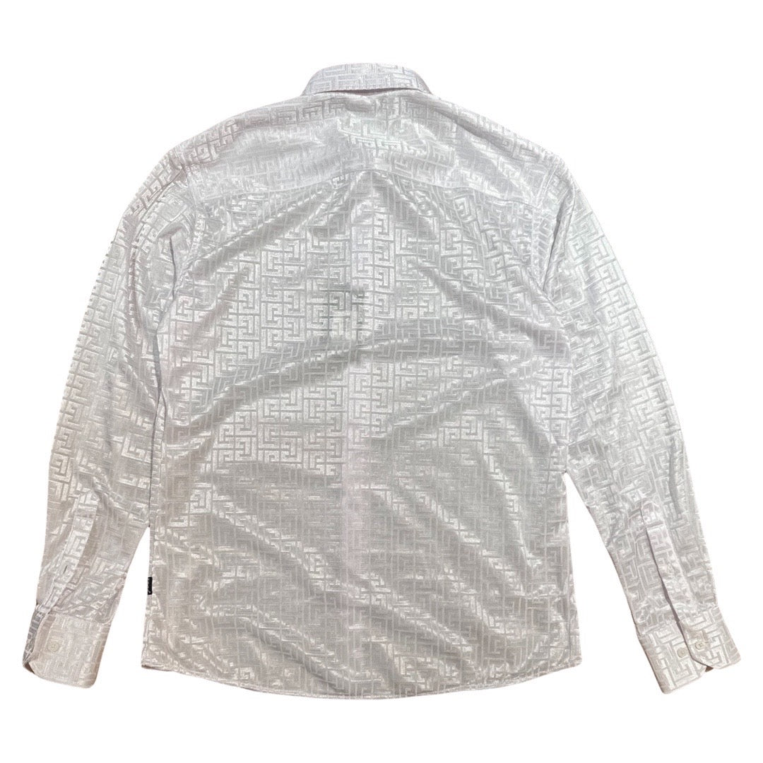 Barabas White Embroidered Greek Key Button Up Shirt - Dudes Boutique
