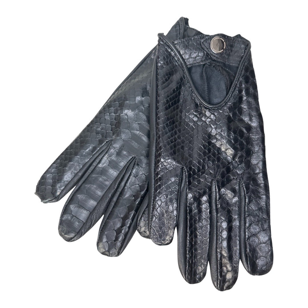 Kashani Black Python Lambskin Leather Gloves - Dudes Boutique