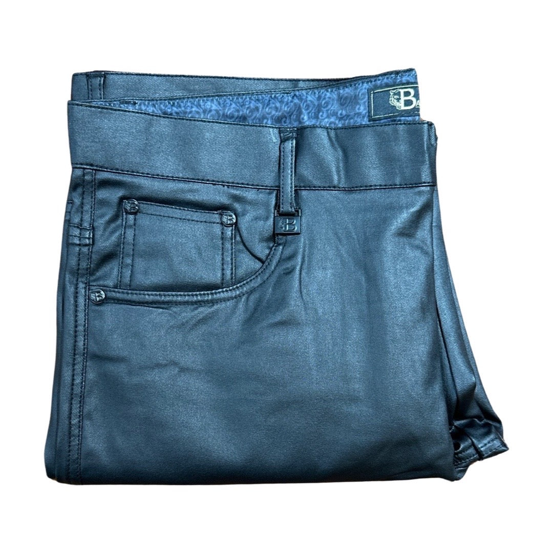 Barocco Matte Black PU Leather Dress Pants - Dudes Boutique