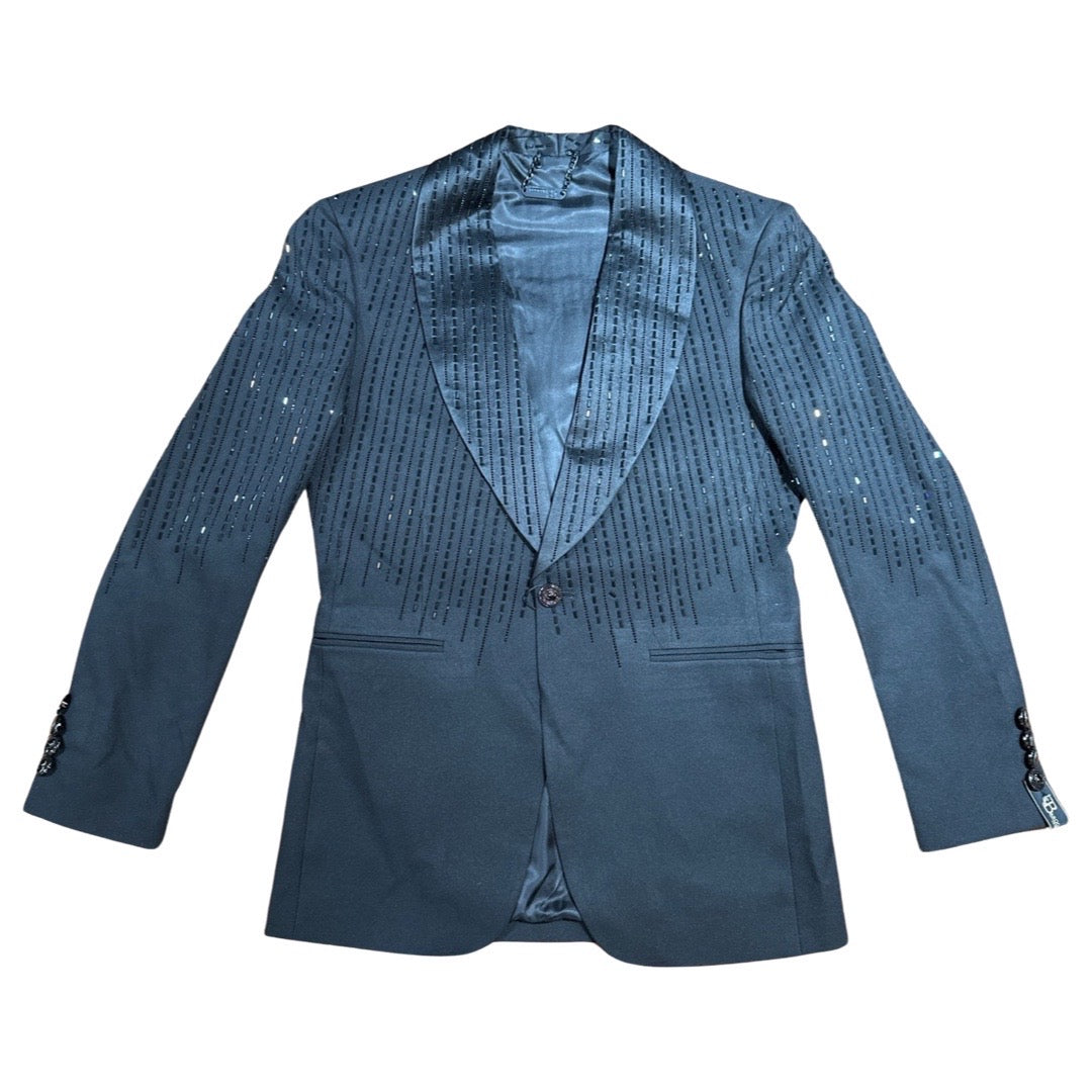 Barocco Men's Black Crystal Rain Blazer - Dudes Boutique