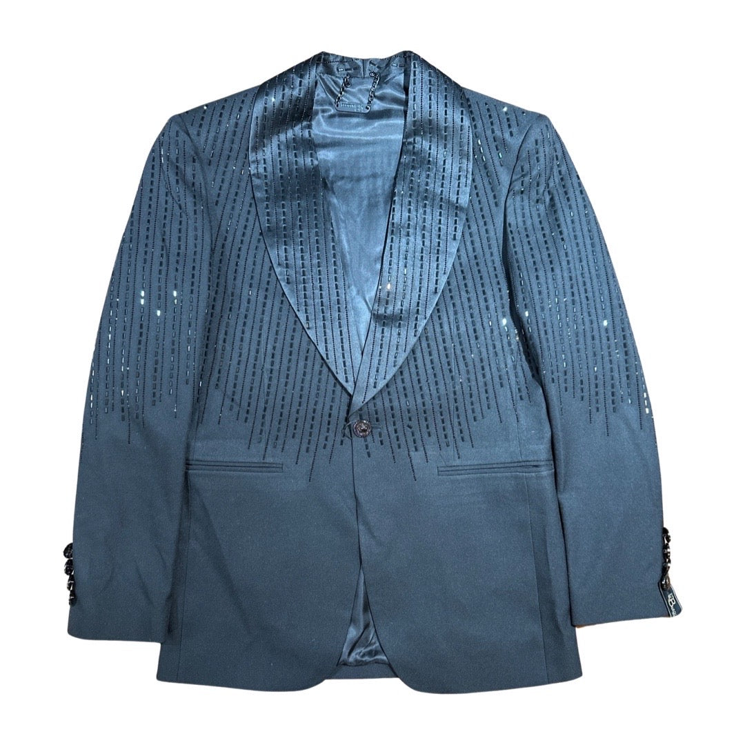 Barocco Men's Black Crystal Rain Blazer - Dudes Boutique