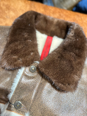 Goose Country Chocolate Distressed Mink Collar Shearling - Dudes Boutique