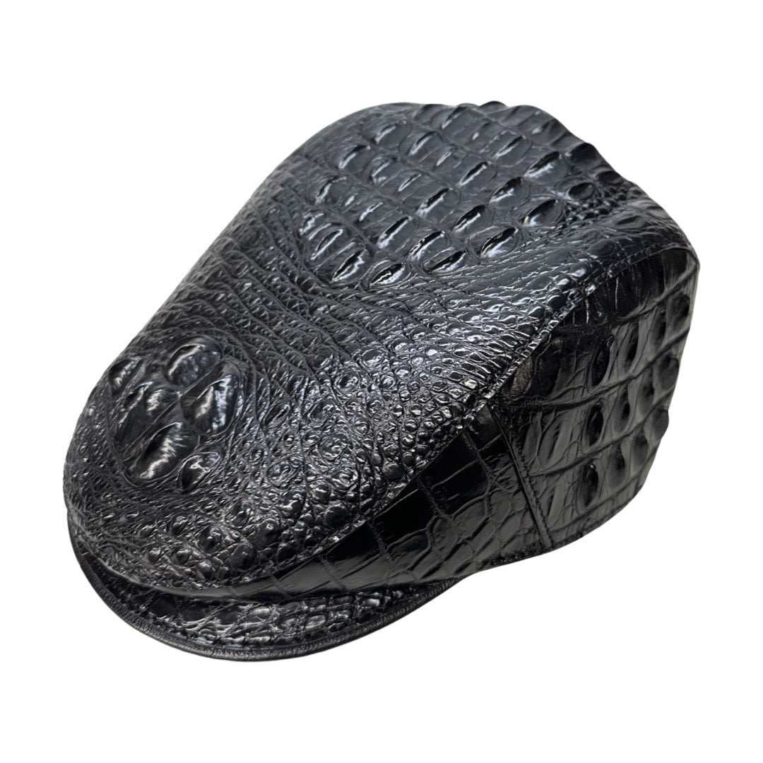Kashani Black Hornback Alligator Herringbone Cap - Dudes Boutique