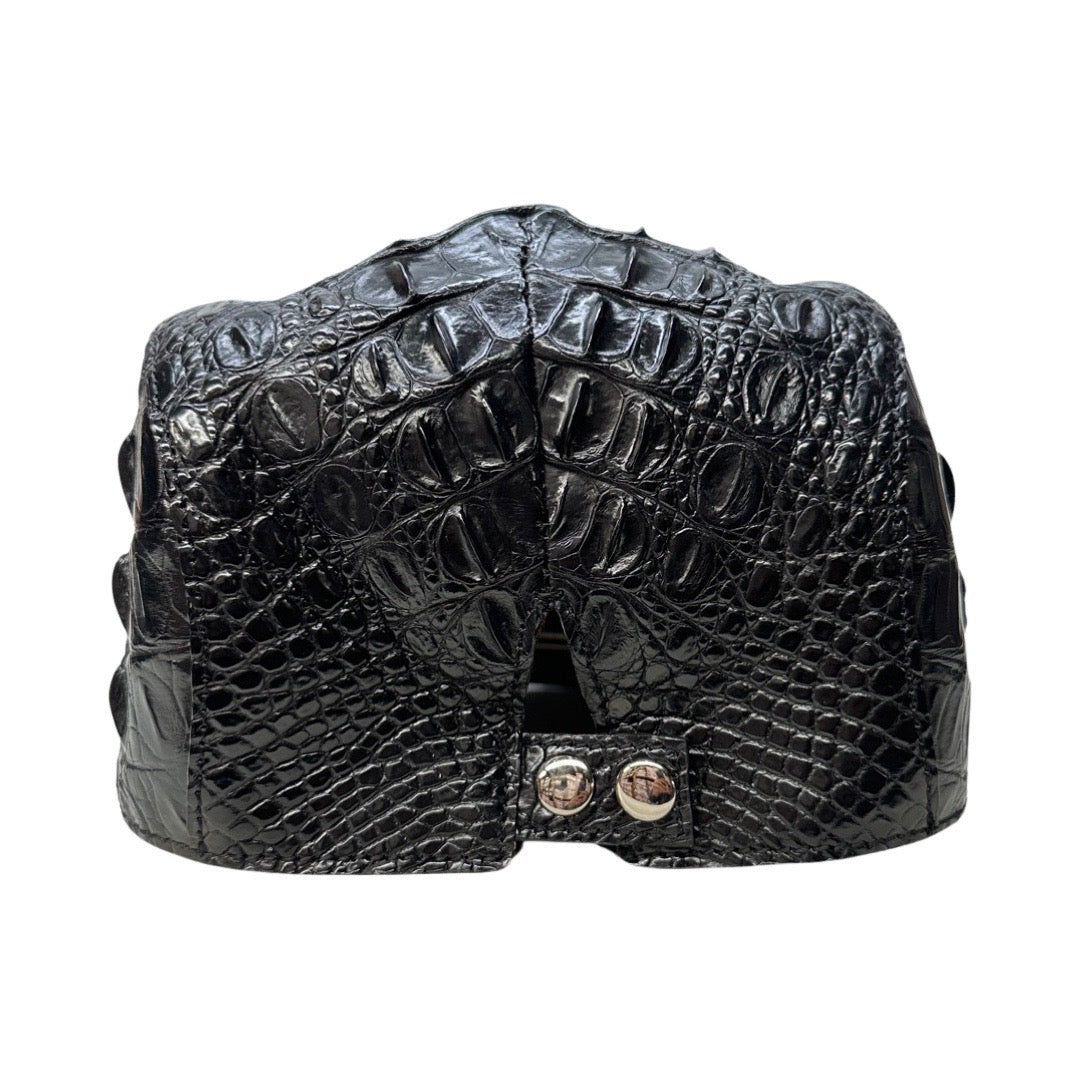 Kashani Black Hornback Alligator Herringbone Cap - Dudes Boutique