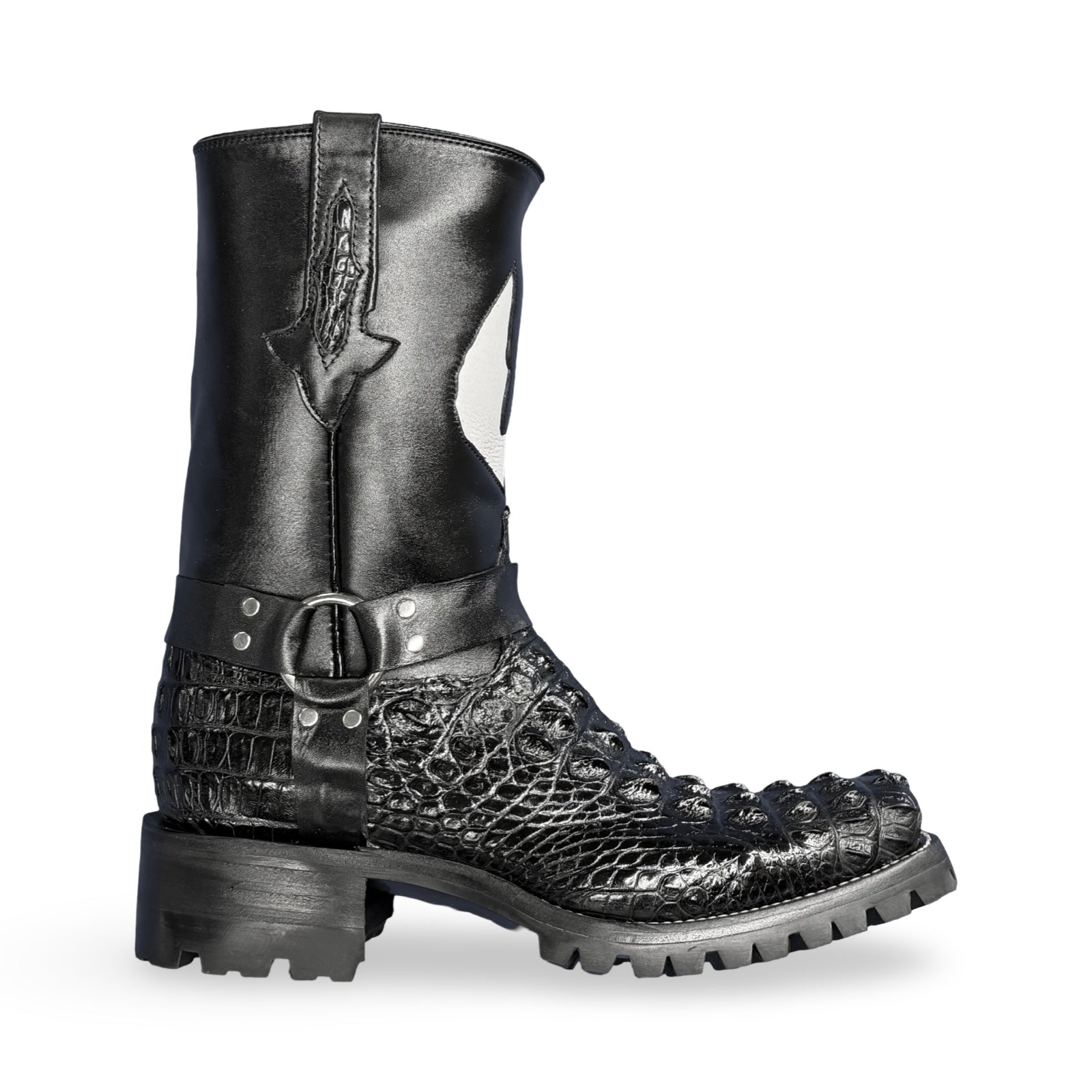 Safari Nile Crocodile Hornback Harness Biker Boots