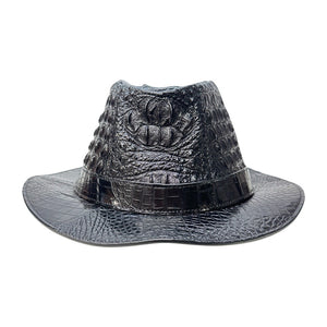 Kashani Black Hornback Alligator Fedora Hat - Dudes Boutique