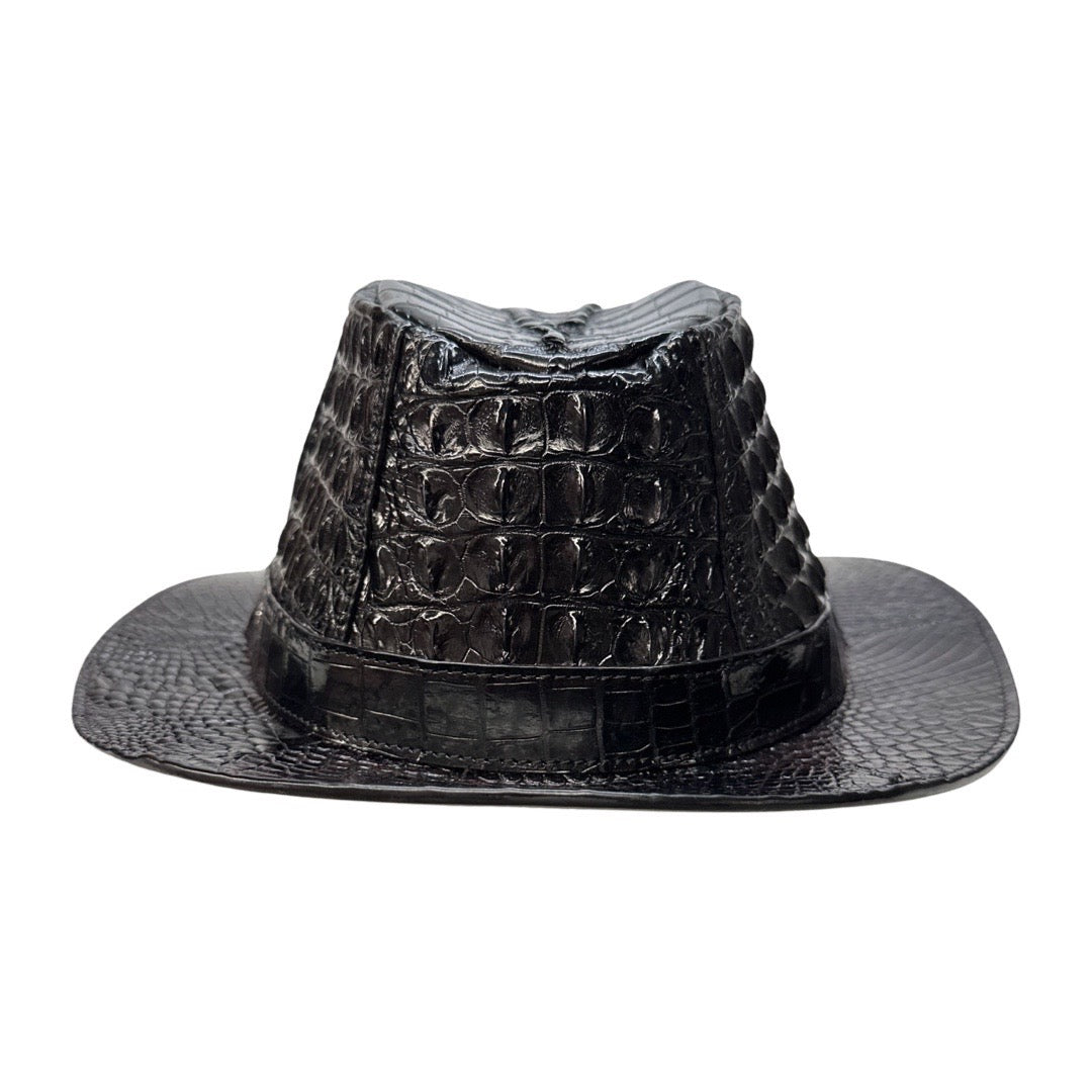 Kashani Black Hornback Alligator Fedora Hat - Dudes Boutique